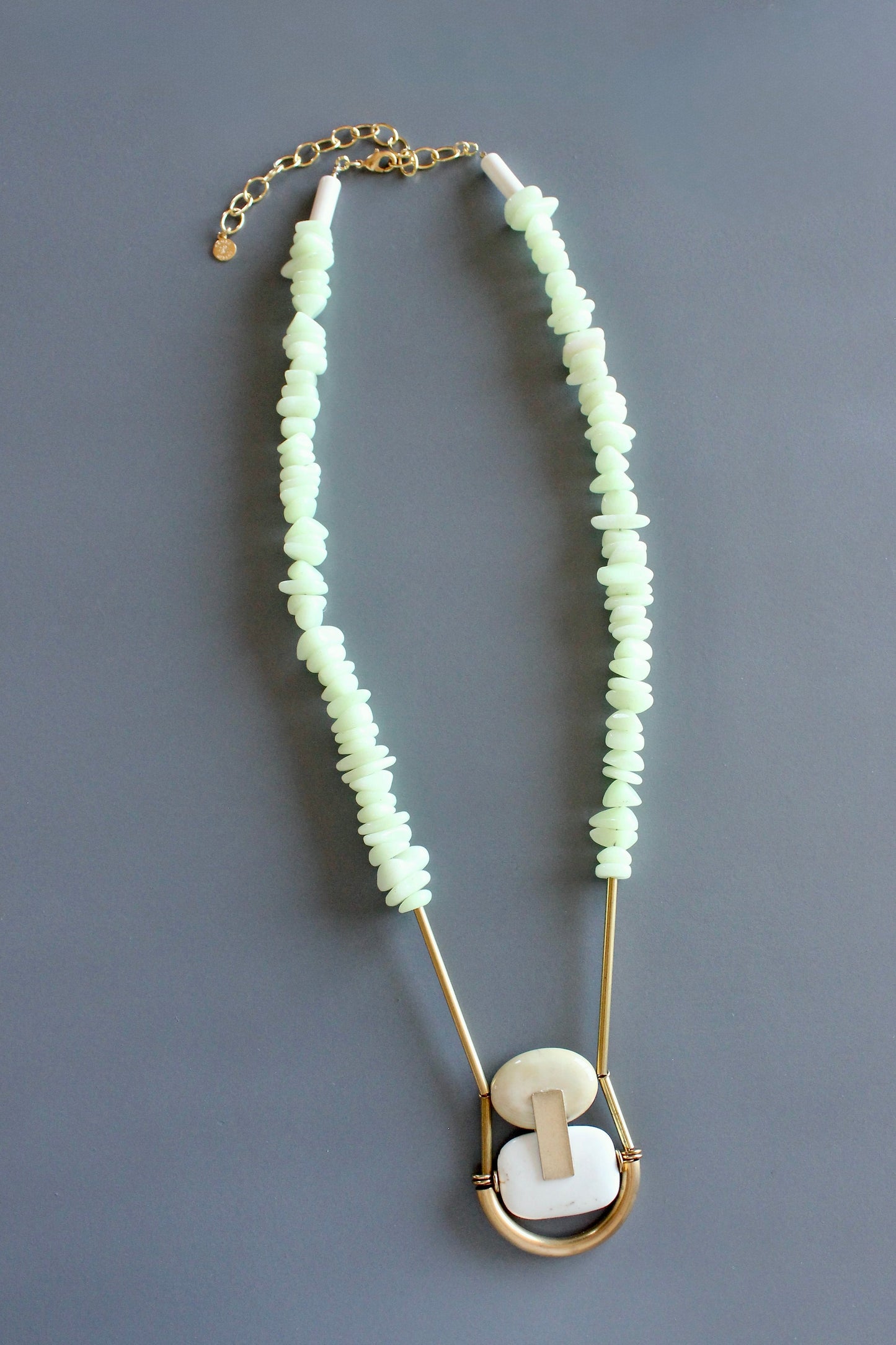 MLN322 Jasper and jade geometric necklace
