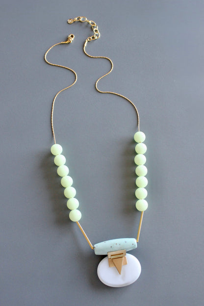 MLN324 Turquoise and glass pendant Artdeco necklace