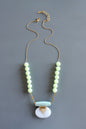 MLN324 Turquoise and glass pendant Artdeco necklace