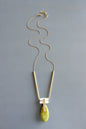 MLN328 Green jasper and brass Artdeco necklace