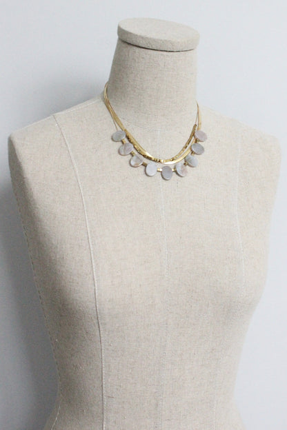 MLN416 Triple strand agate and snake chain necklace