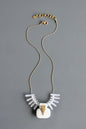 MLN418 White glass fringe Artdeco necklace