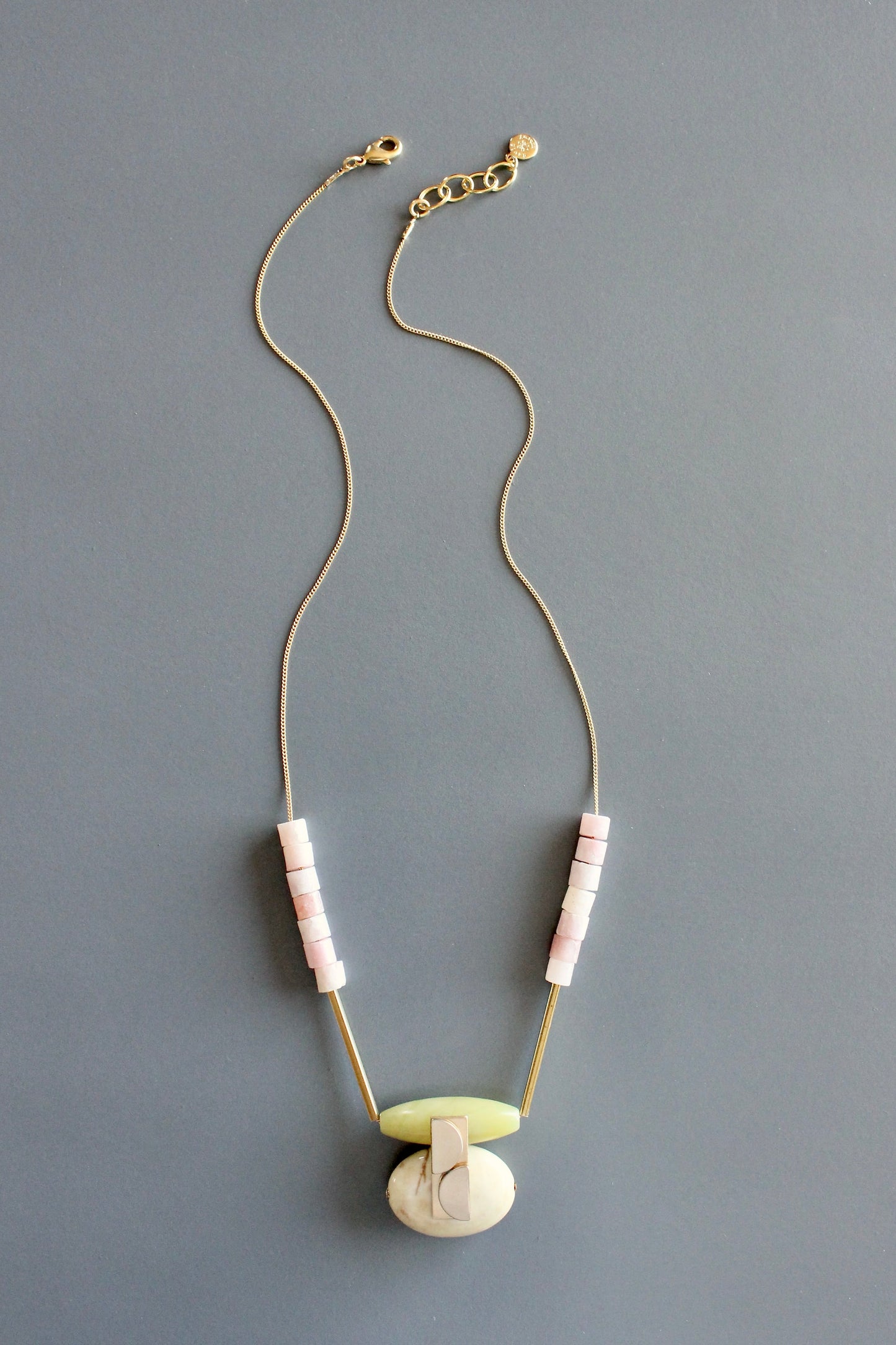 MLN420 Jade and jasper Artdeco necklace