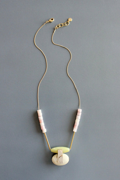 MLN420 Jade and jasper Artdeco necklace