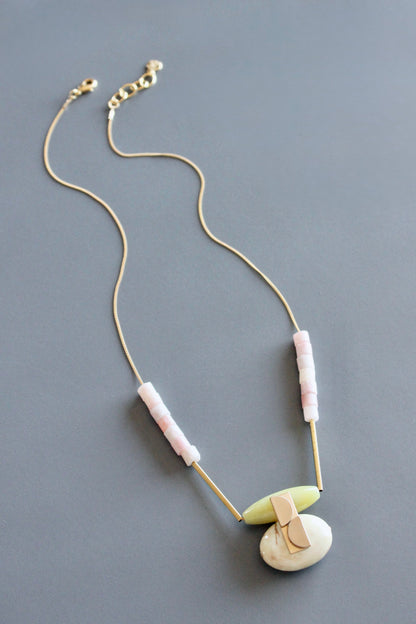 MLN420 Jade and jasper Artdeco necklace