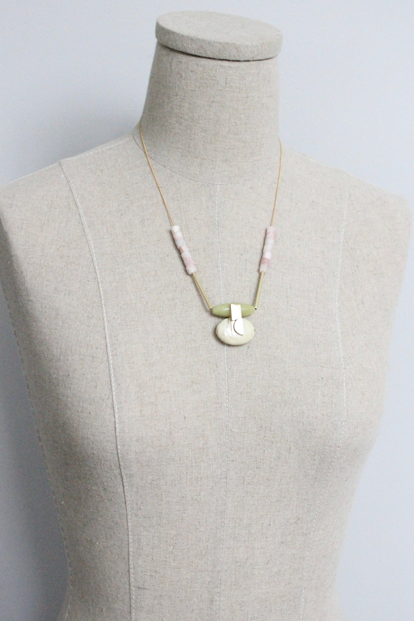 MLN420 Jade and jasper Artdeco necklace