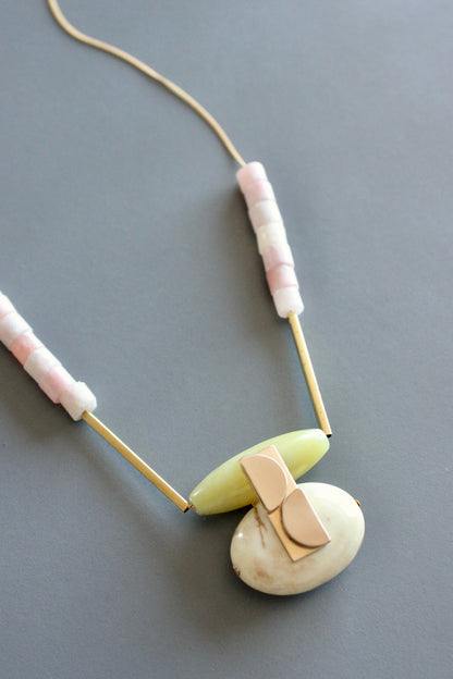 MLN420 Jade and jasper Artdeco necklace