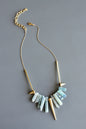 MLN916 Kyanite and brass geometric necklace