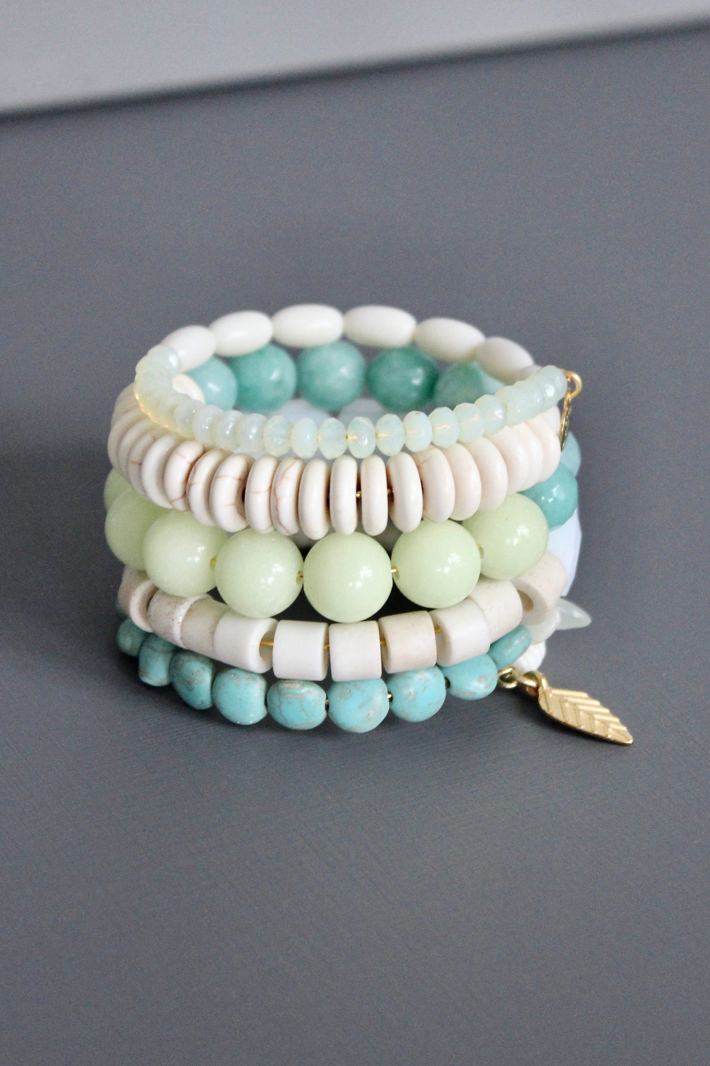 MLNB01 Amazonite and celadon wrap bracelet