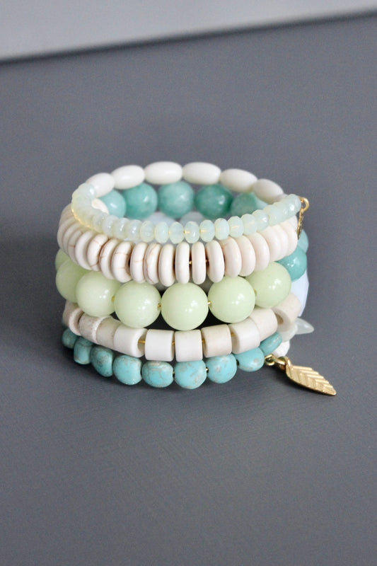MLNB01 Amazonite and celadon wrap bracelet