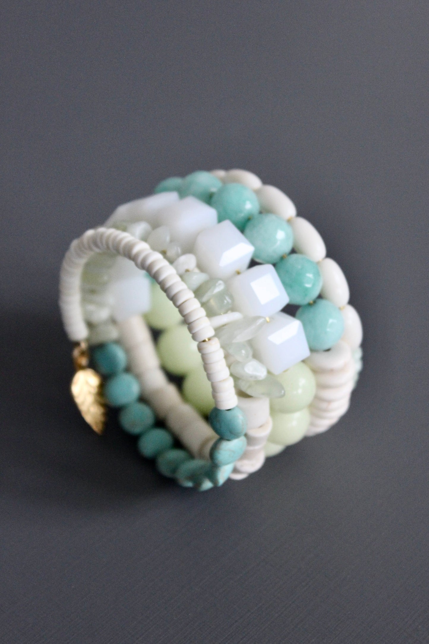 MLNB01 Amazonite and celadon wrap bracelet