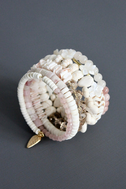 MLNB02 Blush pink and white wrap bracelet