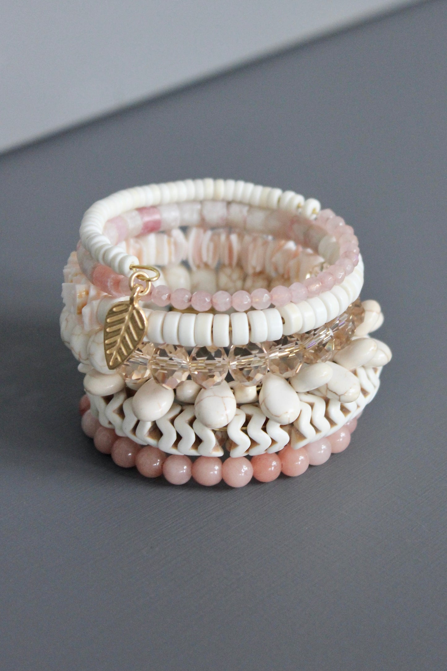 MLNB02 Blush pink and white wrap bracelet