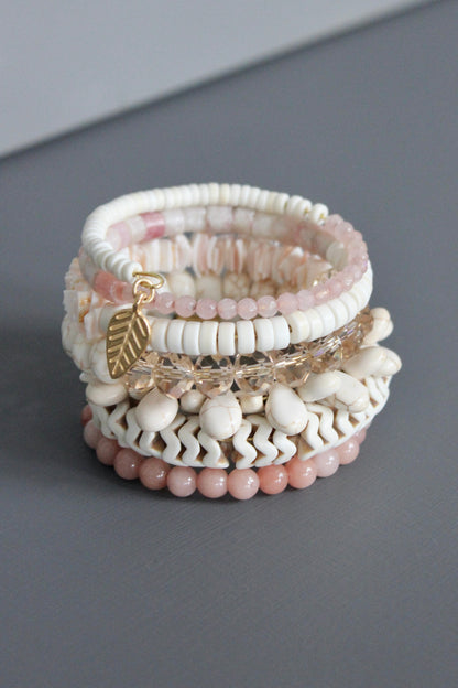 MLNB02 Blush pink and white wrap bracelet
