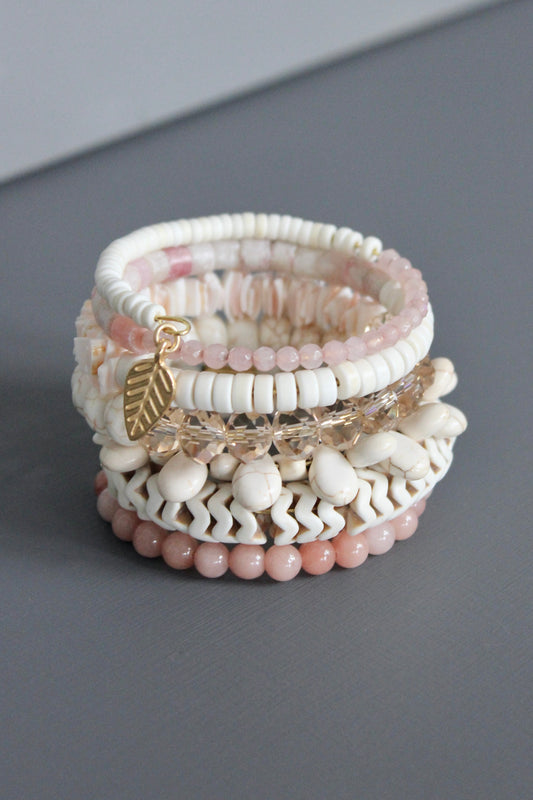 MLNB02 Blush pink and white wrap bracelet