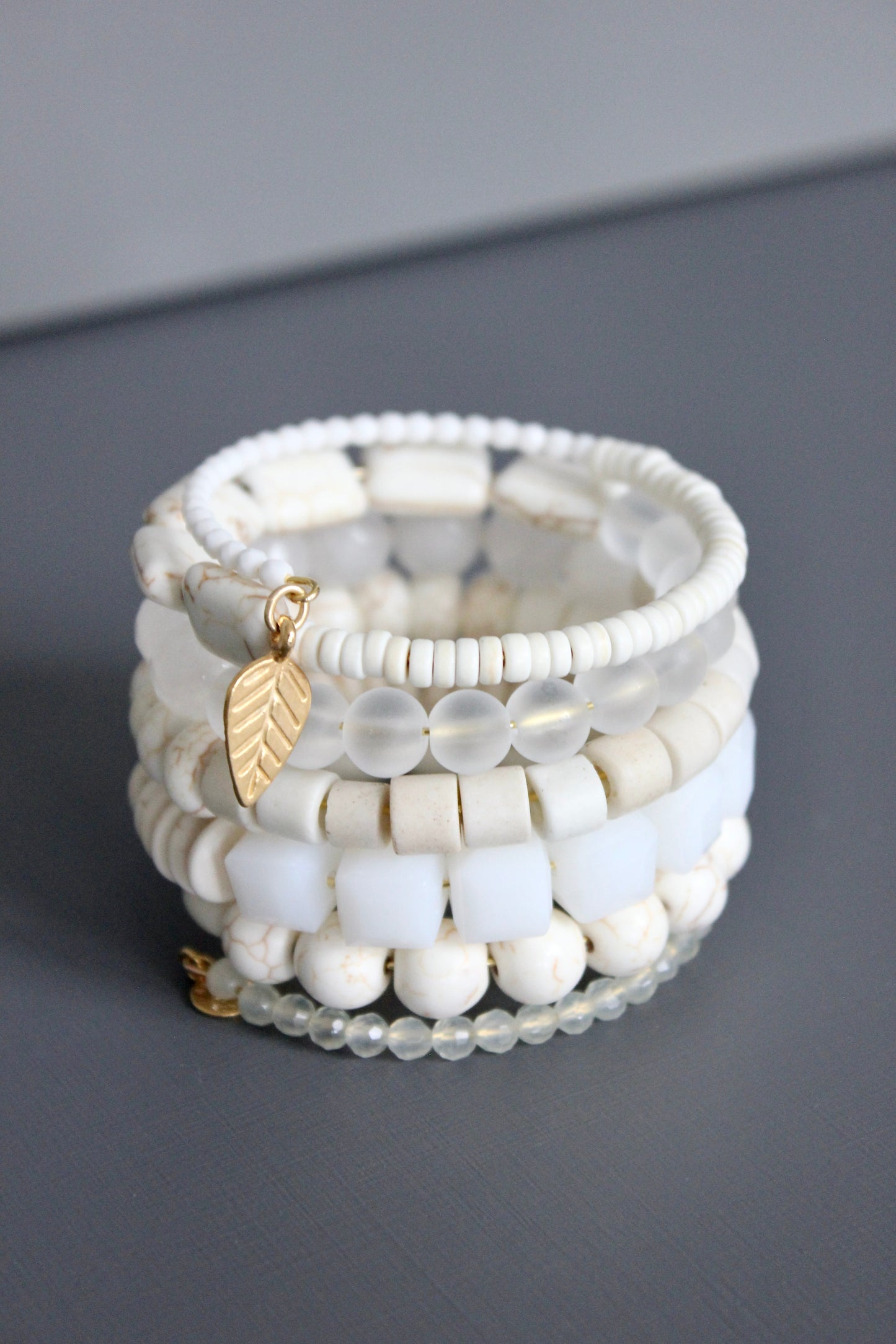 MLNB03 White on white wrap bracelet
