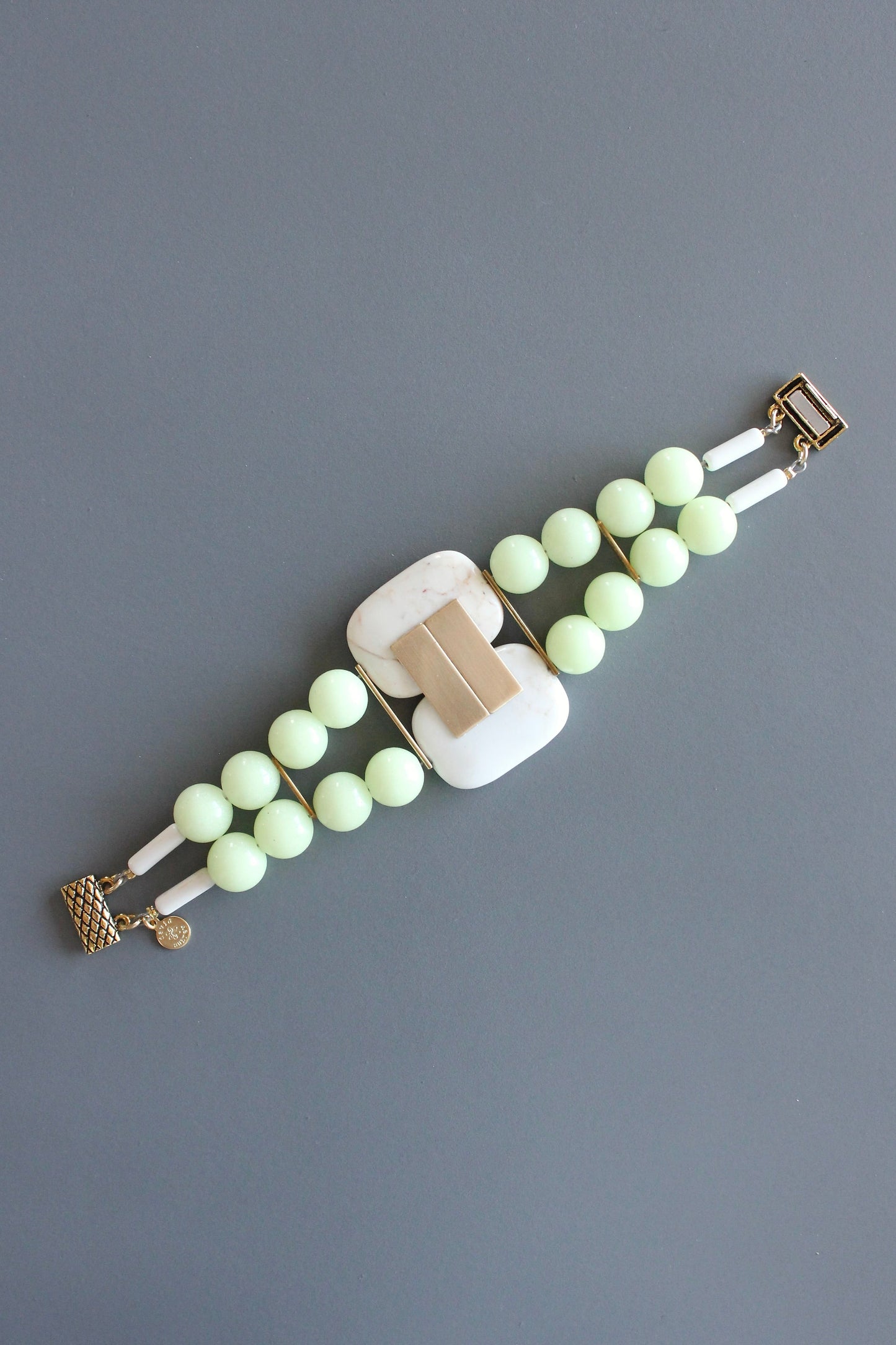 MLNB04 White turquoise and celadon Artdeco bracelet