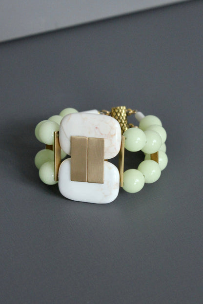 MLNB04 White turquoise and celadon Artdeco bracelet
