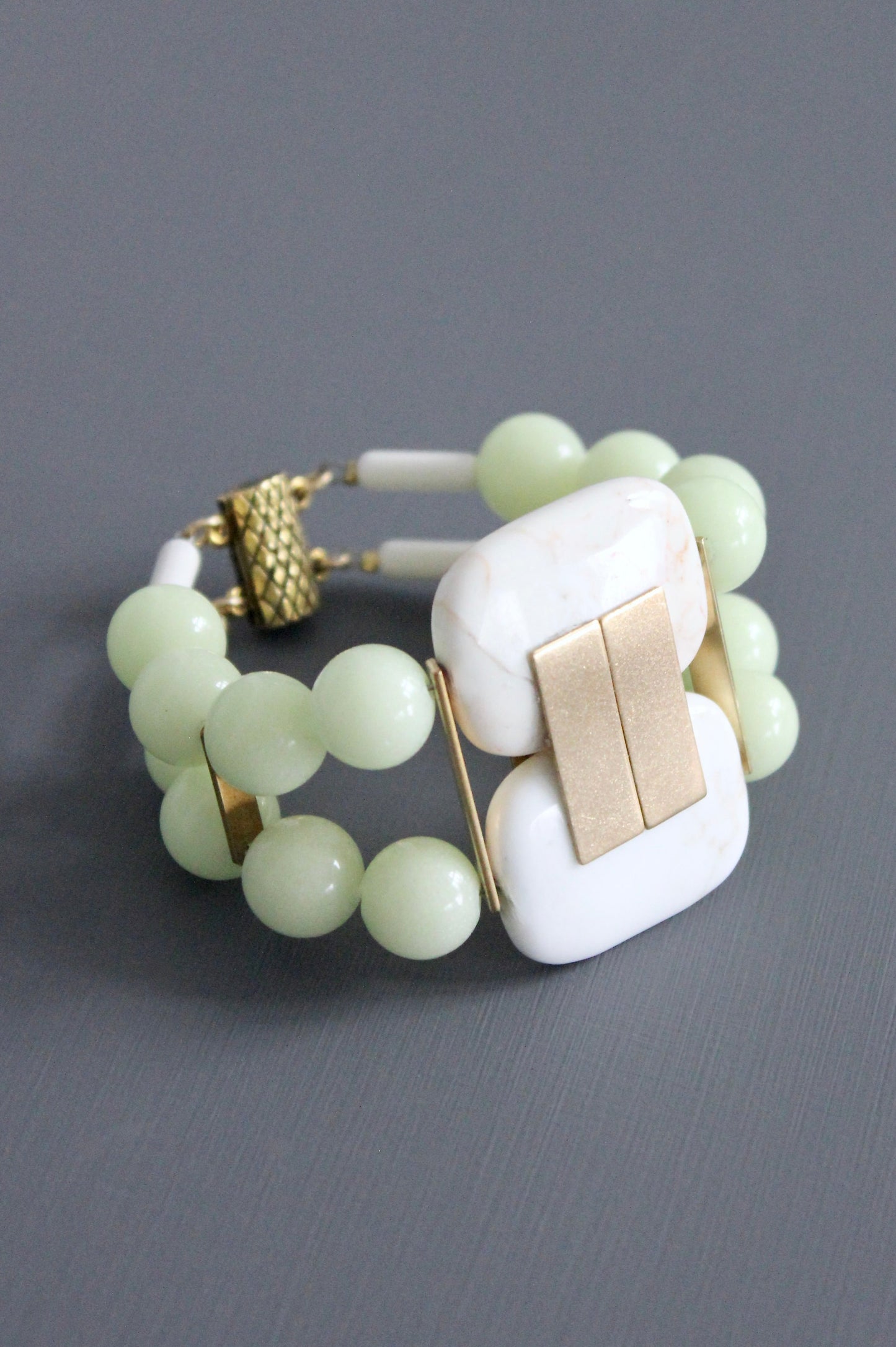 MLNB04 White turquoise and celadon Artdeco bracelet