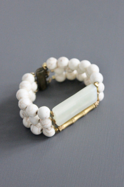 MLNB06 New jade and white turquoise  bracelet