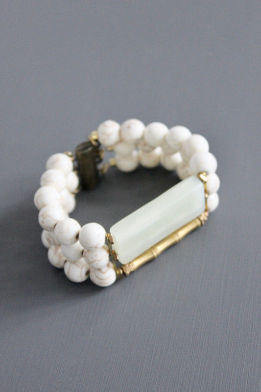 MLNB06 New jade and white turquoise  bracelet