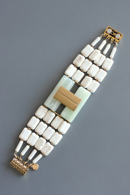 MLNB08 New jade and white turquoise Artdeco bracelet