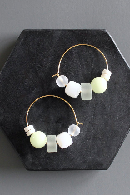 MLNE05 Multi stone hoop earrings