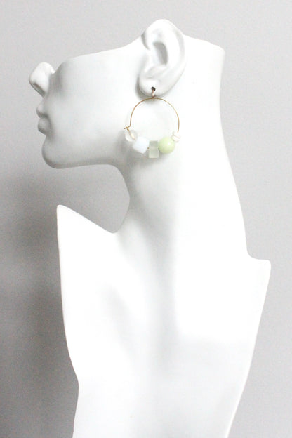 MLNE05 Multi stone hoop earrings