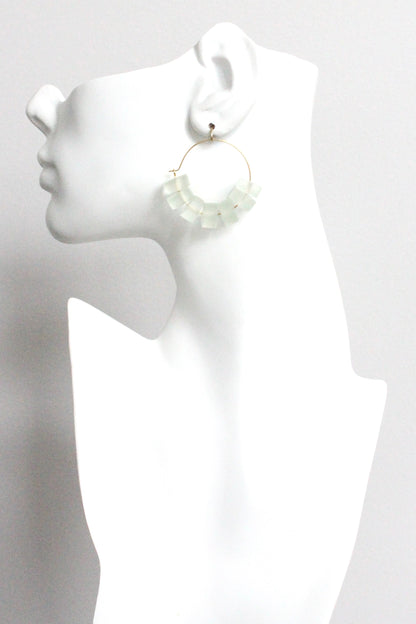 MLNE07 Matte glass hoop earrings