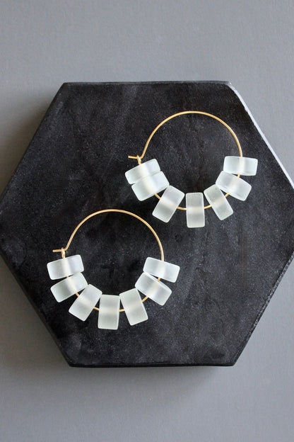 MLNE07 Matte glass hoop earrings