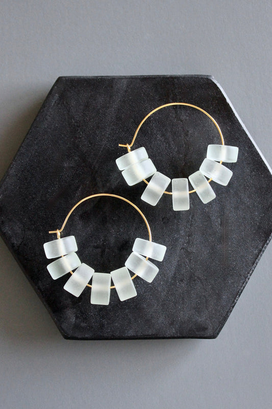 MLNE07 Matte glass hoop earrings