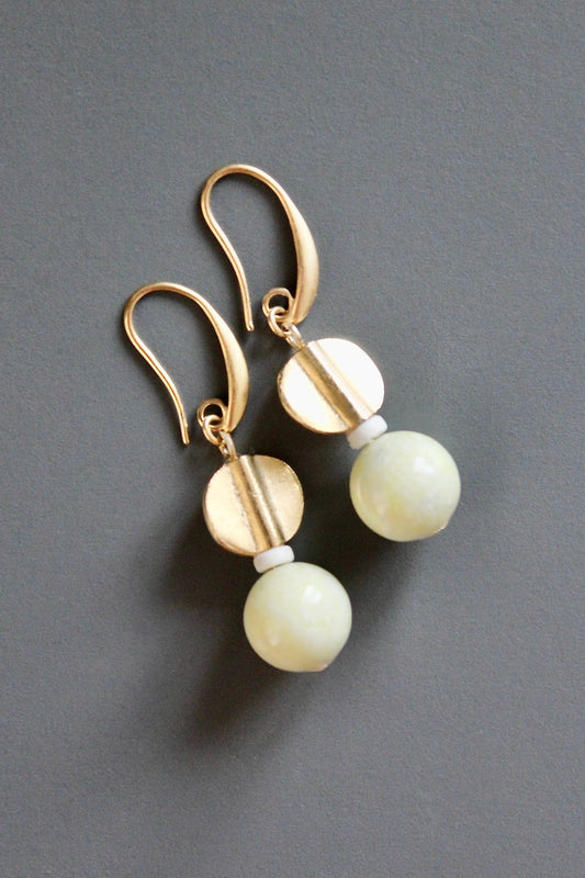 MLNE11 Lemon jade earrings