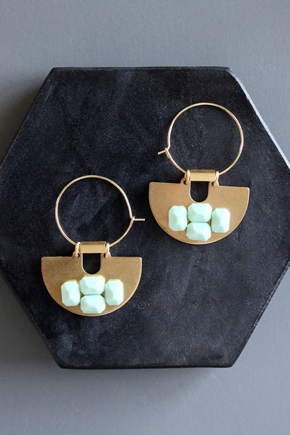 MLNE12 Vintage glass Artdeco hoop earrings