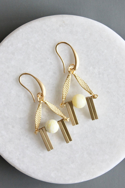 MLNE14 Lemon jade Artdeco earrings