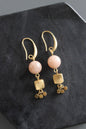 MLNE15 Dyed mauve jade and brass earrings