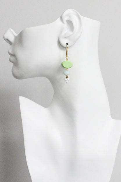 MLNE17 Vintage mint glass earrings