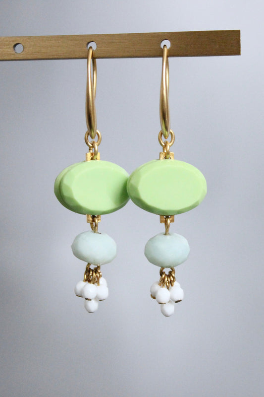 MLNE17 Vintage mint glass earrings