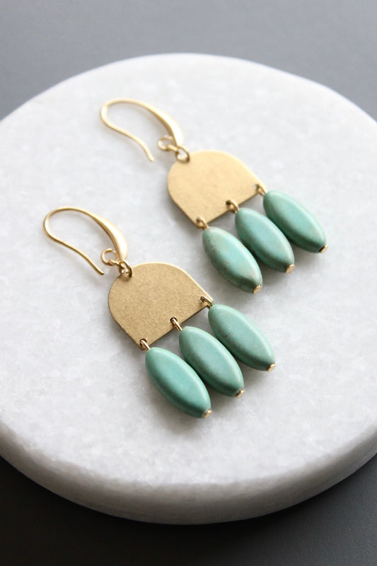 MLNE18 Turquoise geometric earrings