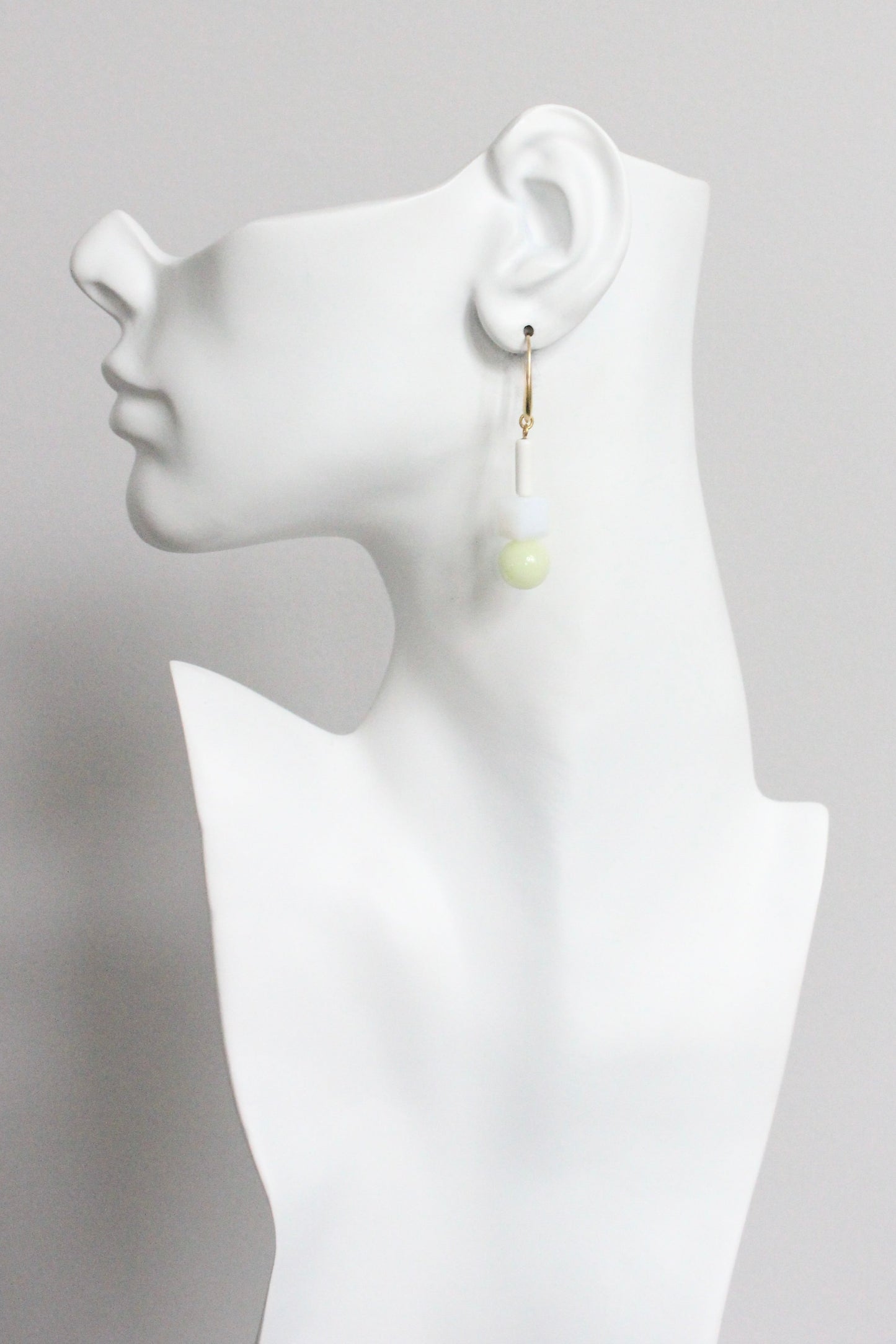 MLNE19 Celadon and white glass earrings