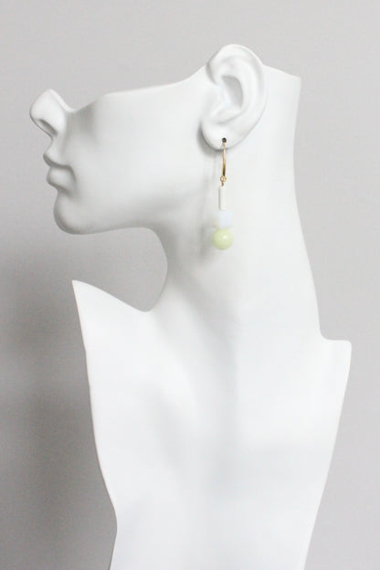 MLNE19 Celadon and white glass earrings