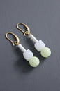MLNE19 Celadon and white glass earrings