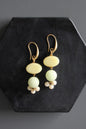 MLNE20 Vintage opal jonquil and celadon glass earrings