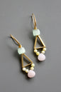 MLNE23 Pink and yellow geometric earrings