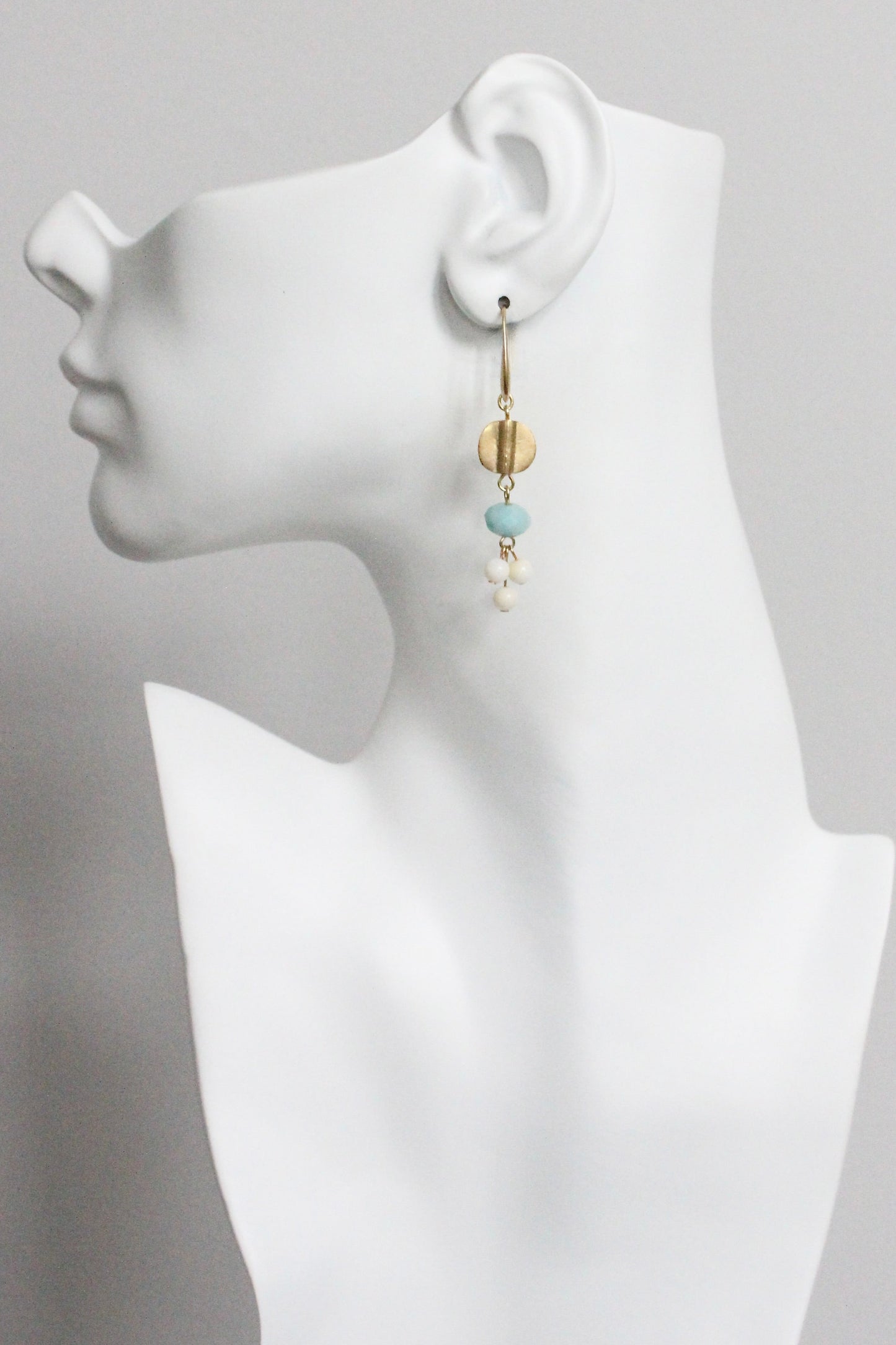 MLNE24 Amazonite and glass earrings