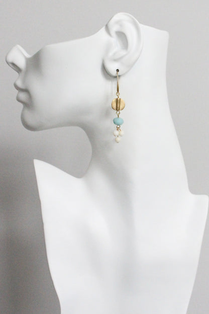 MLNE24 Amazonite and glass earrings