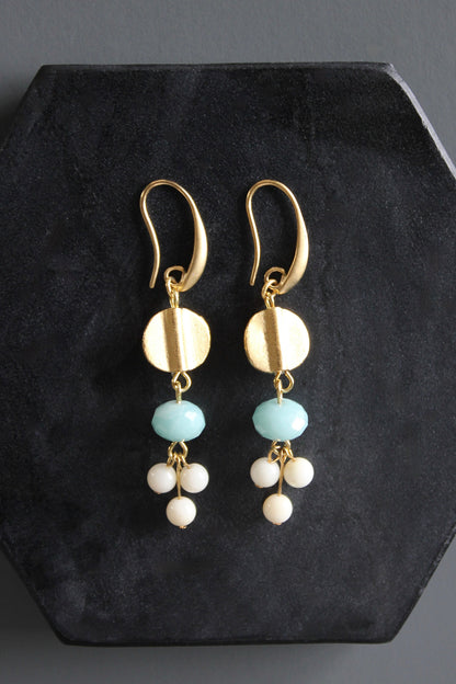 MLNE24 Amazonite and glass earrings