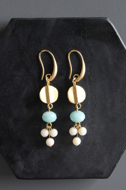 MLNE24 Amazonite and glass earrings