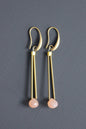 MLNE27 Pink moonstone geometric earrings