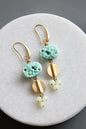 MLNE28 Vintage turquoise glass cluster earrings