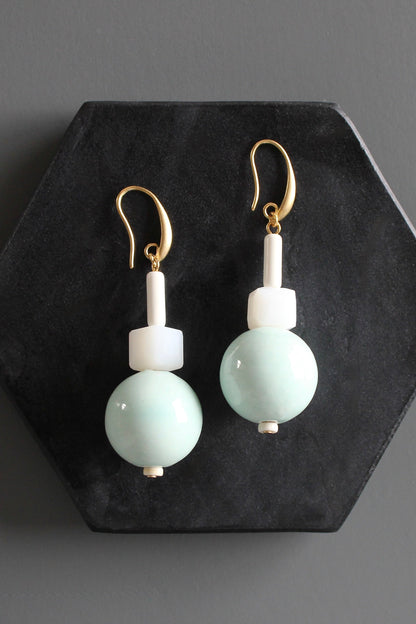 MLNE31 Chunky ceramic and glass earrings